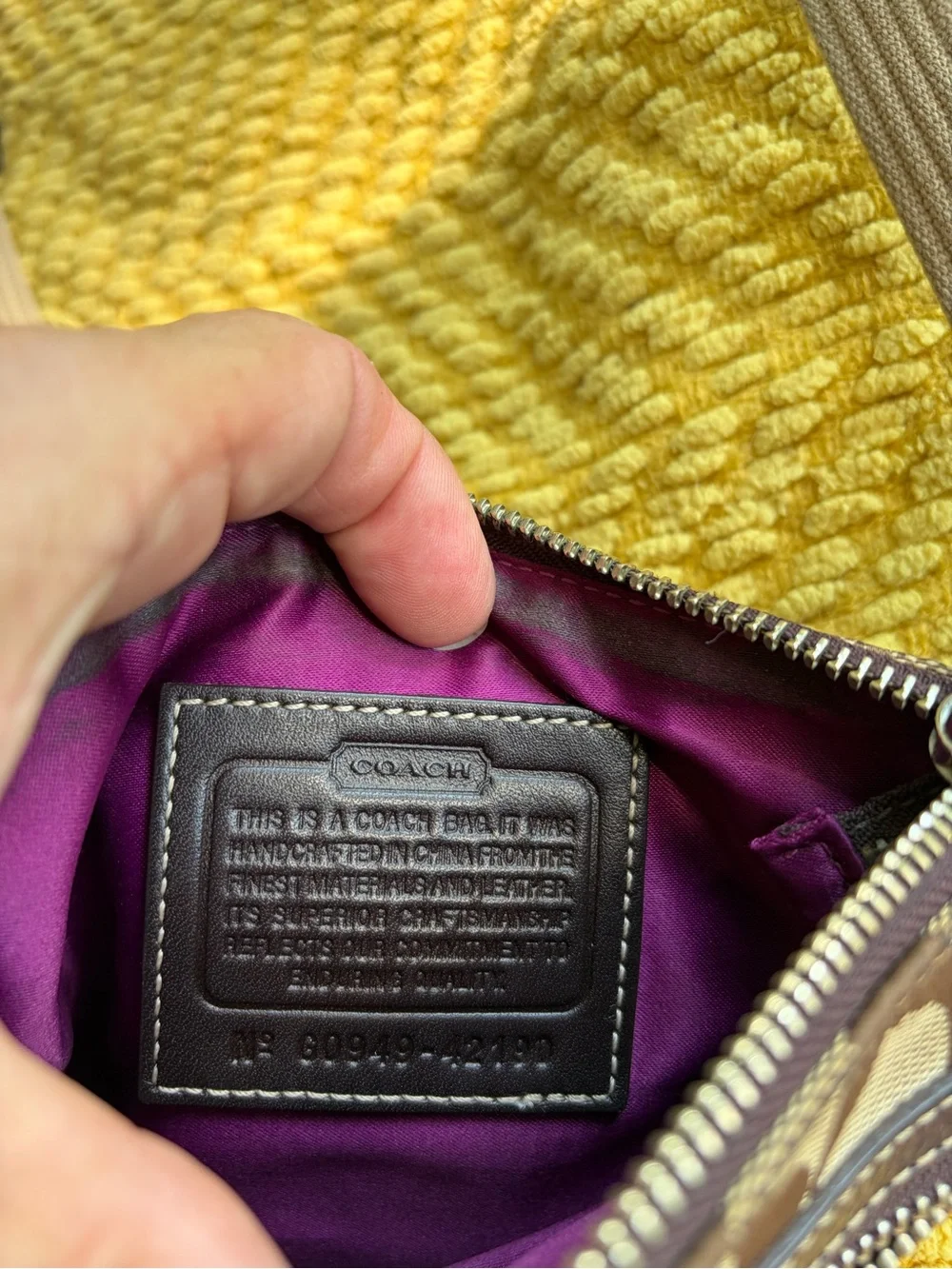 Coach Small Signature Crossbody in Brown and Tan